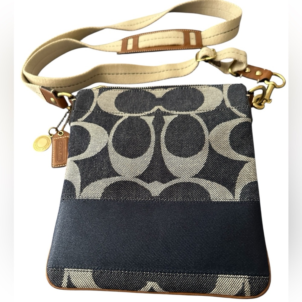 Coach Denim Signature Top Zip Swingpack Crossbody 40758